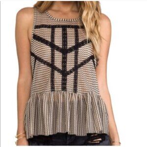 Free People Peplum Semi-Sheer Top Coquette Indie Festival Boho XS